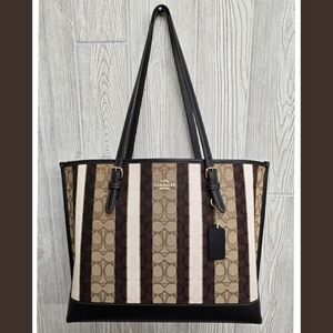 NEW Coach Mollie Tote In Signature Jacquard With Stripes C4088